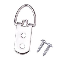 GLE2016 2 Holes Triangle D Rings Picture Frame Hangers Hooks w Screws Metal Silver Tone (Pack of 50)