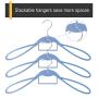 VISMOORE Portable Suit Hanger for Travel Luxury Design with Tie Holder and Reinforce Rotatable Hanger Wings Free Swivel to Different Shoulder Widths,Space Saving Clothes Hangers (Steel Blue, Suit&Tie)