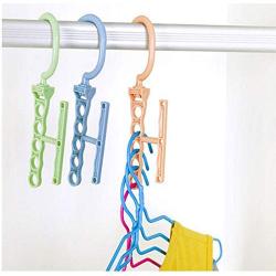 10pcs Random Color Plastic 5 Circle Multilayer Windproof Clothes Hanger, Organizer Fixed Holder Storage Racks Buckle Hanger Anti-Slip Home