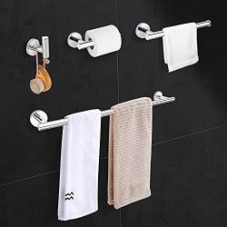 Towel Bar for Bathroom（4 pack/304 Stainless Steel） with 23.6'' Towel bar，Toilet Paper Holder，Hand Towel bar and Robe Hook | Bathroom Hardware Set