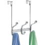 iDesign 53070 York Lyra Steel Over-The-Door 6-Hook Storage Rack - 8.38'' x 5.25'' x 11'', Chrome