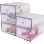Liusin 5-Pack Foldable Stackable Shoe Boxes Clear Plastic Compact Womens Mens Shoe Storage Boxes Container Organizer for Home DIY 11 x8 x5 Inch (Purple) Liusin 5-Pack Foldable Stackable Shoe Boxes Clear Plastic Compact Womens Mens Shoe Storage Boxes Container Organizer for Home DIY 11 x8 x5 Inch (Purple)