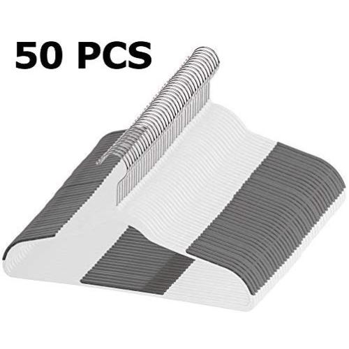 LEMY 50PCS/Lot Non-Slip Plastic Hangers Ultra Lightweight Closet Clothes Organizer with Non Slip Stripes,No Sticky Velvet,Great for Dress,Skirts,Sweater,Coat