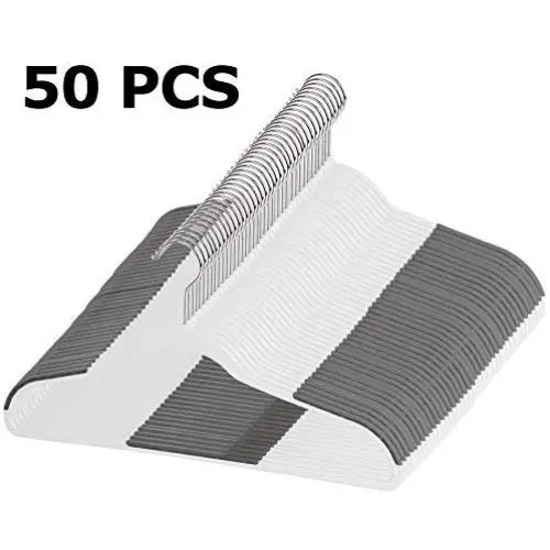 LEMY 50PCS/Lot Non-Slip Plastic Hangers Ultra Lightweight Closet Clothes Organizer with Non Slip Stripes,No Sticky Velvet,Great for Dress,Skirts,Sweater,Coat
