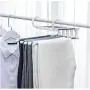 5pcs Random Color Stainless Steel Clothes Hanger Wardrobe Magic Hanger Multi-Layer Pants Rack Shelf Wardrobe Storage Organizer Closet Space Saver