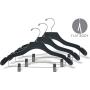 The Great American Hanger Company Wooden Combo Black Finish Hanger with Clips and Notches (Box of 25)