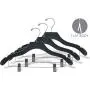 The Great American Hanger Company Wooden Combo Black Finish Hanger with Clips and Notches (Box of 25) The Great American Hanger Company Wooden Combo Black Finish Hanger with Clips and Notches (Box of 25)