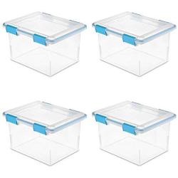 STERILITE 19334304 32 Quart Gasket Boxes with Clear Base and Lid (4 Pack)