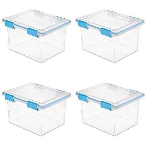 STERILITE 19334304 32 Quart Gasket Boxes with Clear Base and Lid (4 Pack)