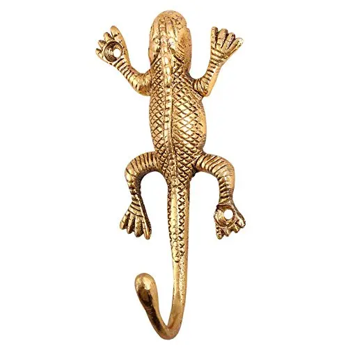 Indianshelf Handmade 1 Artistic Vintage Golden Aluminum Lizard Clothes Hooks Hangers/Coat Hooks Wall Mounted Indianshelf Handmade 1 Artistic Vintage Golden Aluminum Lizard Clothes Hooks Hangers/Coat Hooks Wall Mounted
