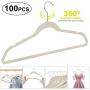 Nova Microdermabrasion No-Slip Velvet Hangers -100 Pack Suit Clothes Hanger Hook Ultra Thin for Shirts Coat, Suit - Space Saving Swivel 360 Degree Beige