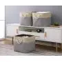 DECOMOMO Foldable Storage Bin [3-Pack] Collapsible Sturdy Cationic Fabric Storage Basket Cube W/Handles for Organizing Shelf Nursery Home Closet (Grey and Beige, Cube - 13 x 13 x 13)