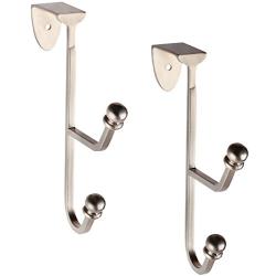 Neat-O Over the Door Hanger Single Dual Hook Organizer Holder Rack (Satin Nickel)