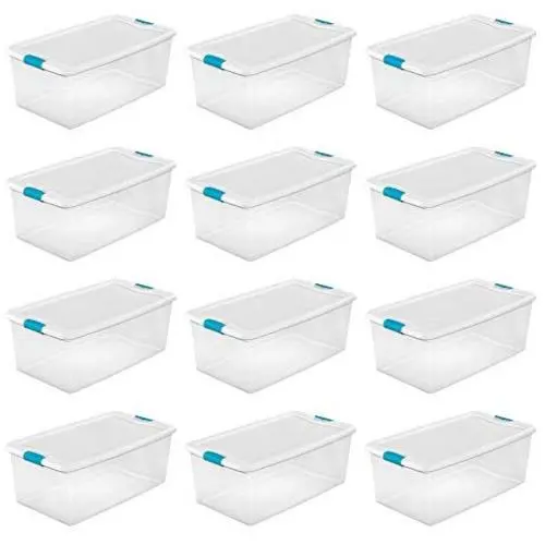 Sterilite 1499 106-Quart Clear Latching Stacking Storage Box, 12 Pack Sterilite 1499 106-Quart Clear Latching Stacking Storage Box, 12 Pack