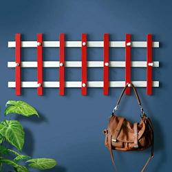 Cxjff Wall-Mounted Coat Rack Hanger Hat Stand Clothes Holder Decoration Multi-Hooks Solid Wood, 2 Colors, 3 (Color : Red, Size : 10039.79CM)