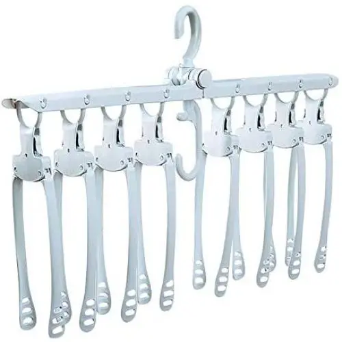 EvaroFly Multipurpose Magic Stretch Folding Hanger, Save Space Storage Clothes Hanger, Household Travel Camping -White 52.5x42x29cm