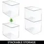 mDesign Stackable Closet Plastic Storage Bin Boxes with Lid - Container for Organizing Childs/Kids Toys, Action Figures, Crayons, Markers, Building Blocks, Puzzles, Crafts - 9" High, 4 Pack - Clear