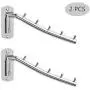 MulYeeh Folding Wall Mounted Clothes Rack, Coat Hanger Stainless Steel Clothes Hook with Swing Arm, Clothing Hanging System Closet Storage Organizer