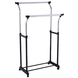 Cypresshop Garment Rack Double Rail Adjustable Rolling Clothes Hanger Laundry Drying Rack