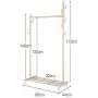 SINGAYE Clothes Rack 2-in-1 Coat Rack Rolling Garment Rack with Bottom Shelves, 7 Side Hooks, Lockable Wheels, Rolling Closet Organizer (Golden)