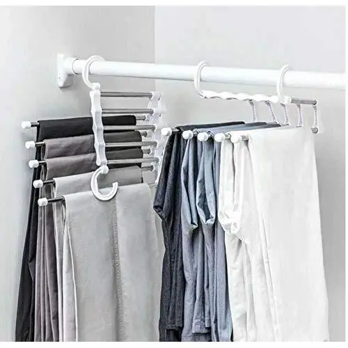 5pcs Random Color 5 in 1 Multi-Functional Pant Rack Shelves Space Safer Stainless Steel Magic Wardrobe Clothing Hangers for Clothes Rack 5pcs Random Color 5 in 1 Multi-Functional Pant Rack Shelves Space Safer Stainless Steel Magic Wardrobe Clothing Hangers for Clothes Rack