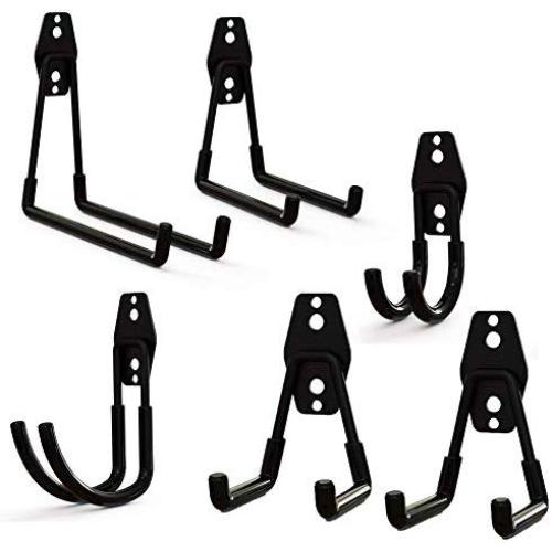 Gasher 6pcs Heavy Duty Wall Hooks for Garage Storage System Kitchen Organizer, Multi-Size Clip Hook Hanger Holder