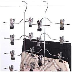 DNJKSA Layers Stainless Steel Multifunctional Clothes Hangers Pants Storage Hangers Cloth Rack Multilayer Storage Cloth Hanger(5 Pieces/Lot)(Random Color)