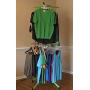 Garment & Drying Rack, 2-Tier 6 Arms Holds 60 Garments, Foldable , Stainless Steel , Sturdy 4 Legs with Wheels