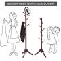 VASAGLE Coat Rack Free Standing, Wooden Hall Tree Coat Hat Tree Coat Hanger Holder Enterway with Solid Rubberwood Base for Coat, Hat, Clothes, Scarves, Handbags,Umbrella, Dark Walnut URCR01WN