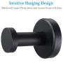 APLusee Matte Black Robe Towel Hook, Stainless Steel Modern Coat Hook, Utility Shower Towel Hanger for Bathroom Kitchen Home Storage