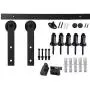 DonYoung 6FT Single Sliding Barn Door Hardware Kit, Heavy Duty Steel Barn Door Track 2PCS I-Shape Hanger with Quiet and Smooth Wheel, Includes All Necessary Accessories, Black