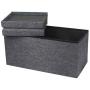 Otto & Ben [2pc Set] Folding Toy Boxes Chest with SMART LIFT Top, Linen Fabric Ottomans Bench Foot Rest for Bedroom, Dark Grey