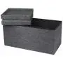 Otto & Ben [2pc Set] Folding Toy Boxes Chest with SMART LIFT Top, Linen Fabric Ottomans Bench Foot Rest for Bedroom, Dark Grey