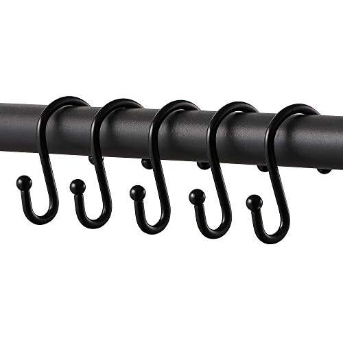 Metal Shower Curtain Hooks,Rust Resistant S Shaped Shower Curtain Rings,Shower Hooks for Bathroom,Decorative Shower Hooks for Curtain Rod,Set of 12 (Black) Metal Shower Curtain Hooks,Rust Resistant S Shaped Shower Curtain Rings,Shower Hooks for Bathroom,Decorative Shower Hooks for Curtain Rod,Set of 12 (Black)