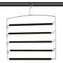 LBSUN Pants Hangers Non Slip Slacks Hangers Space Saving Stainless Steel Clothes Organizer Hanger for Scarfs,Towels,Belts,Pants (4 Pack Black- 5 Tiers Pants Hangers)