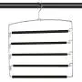 LBSUN Pants Hangers Non Slip Slacks Hangers Space Saving Stainless Steel Clothes Organizer Hanger for Scarfs,Towels,Belts,Pants (4 Pack Black- 5 Tiers Pants Hangers)