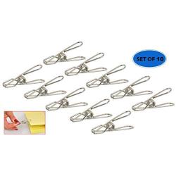 Home-X Stainless Steel Clothespins, Heavy-Duty Clothes Hangers, Set of 10