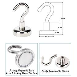 EVISWIY 48LB Magnetic Hooks for Cruise Cabins Refrigerator Locker Classroom Strong Heavy Duty Magnet Hooks Hangers for Hanging BBQ Grill Tools Keys 10 Pack