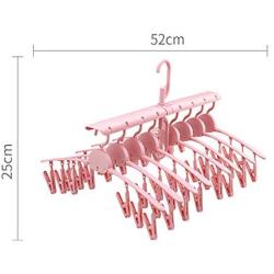 EvaroFly Multipurpose Magic Stretch Folding Hanger, Save Space Storage Clothes Hanger, Household Travel Camping -Pink 52x25cm