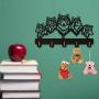 ANMY Wildlife Wolf Decorative Wooden Wall Hanger Wolf Family Clothes Wall Hooks Coat Rack Keys Holder Organizer Hook,Black