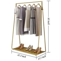 LINGYAN Metal Clothing Display Rack Hanger, Clothing Store Window Vertical Combination Frame, Bedroom Clothes Storage Rack, Shopping mall Store Shelves, Dressing Room Coat Rack (Gold)