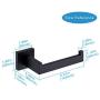TASTOS Toilet Paper Holder Matte Black, Toilet Tissue Roll Holders Dispenser and Hangers Wall Mounted for Bathroom & Kitchen, Stainless Steel Modern Square Style