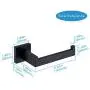 TASTOS Toilet Paper Holder Matte Black, Toilet Tissue Roll Holders Dispenser and Hangers Wall Mounted for Bathroom & Kitchen, Stainless Steel Modern Square Style