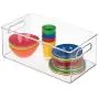 mDesign Plastic Toy Boxes Storage Organizer Bin with Handles for Kids Closets, Cabinets, Shelves - Hold Action Figures, Crayons, Markers, Building Blocks, Puzzles - 14.5&quot Long, 2 Pack - Clear