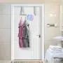 Simple Trending Over The Door Closet Rod Hanger with Door Hook, Clothes Garment Organizer Rack for Hanging Clothes, Metal, Silver