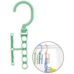 Laundry Dry Rack Clothes Hanger Wardrobe Organization Windproof Home Storage Household Buckle Anti-Slip Multilayer 10pcs Random Color