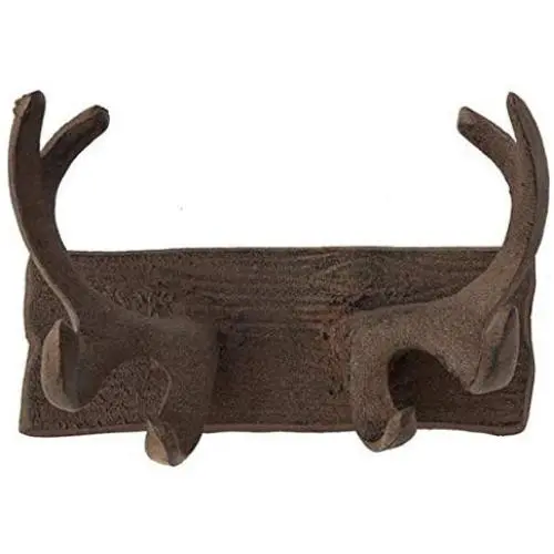 Comfify Vintage Cast Iron Deer Antlers Wall Hooks Antique Finish Metal Clothes Hanger Rack w/Hooks | Includes Screws and Anchors | in Rust Brown | (Antlers Hook CA-1507-24)