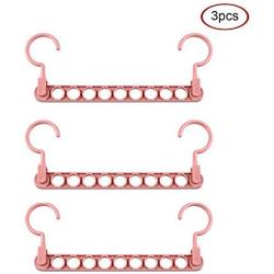 HHXD 3Pcs Clothes Hanger Organizer,9 Holes Double Hook Storage Coat Hangers Modern/Pink / 3pcs