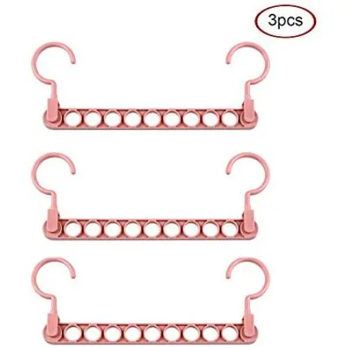 HHXD 3Pcs Clothes Hanger Organizer,9 Holes Double Hook Storage Coat Hangers Modern/Pink / 3pcs