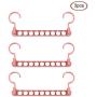 HHXD 3Pcs Clothes Hanger Organizer,9 Holes Double Hook Storage Coat Hangers Modern/Pink / 3pcs